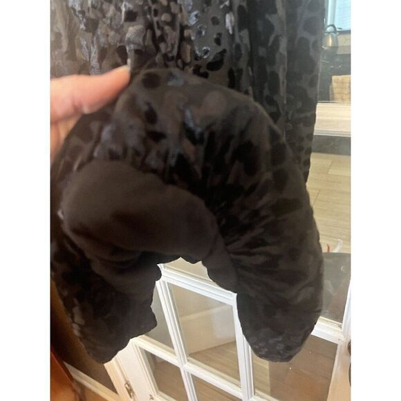 Maya Y2K Hitched Hem Dress M L Cheetah Sheet Black Sleeveless Bubble Puff     F - Picture 5 of 10